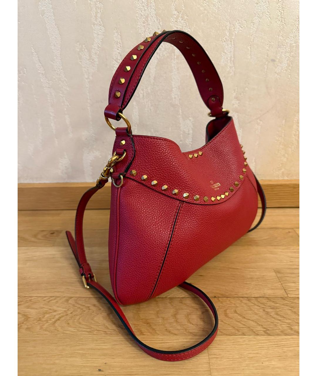 VALENTINO Красная кожаная сумка через плечо, фото 2