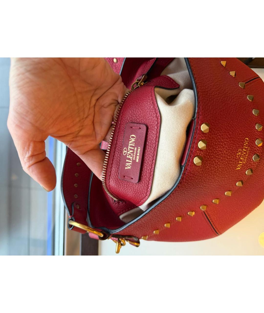VALENTINO Красная кожаная сумка через плечо, фото 5