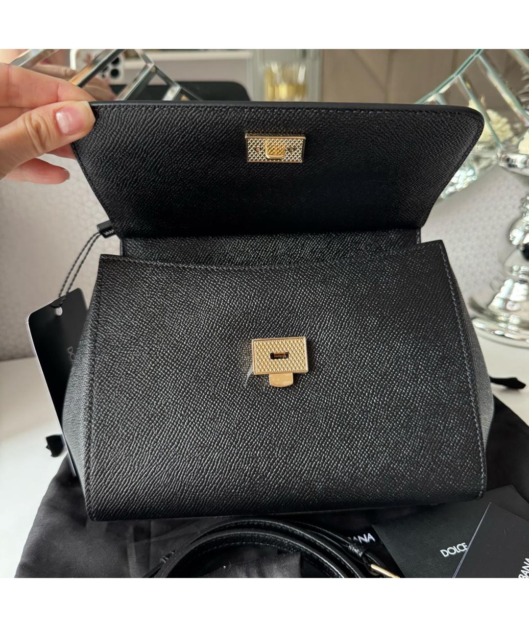 DOLCE&GABBANA Черная кожаная сумка через плечо, фото 6