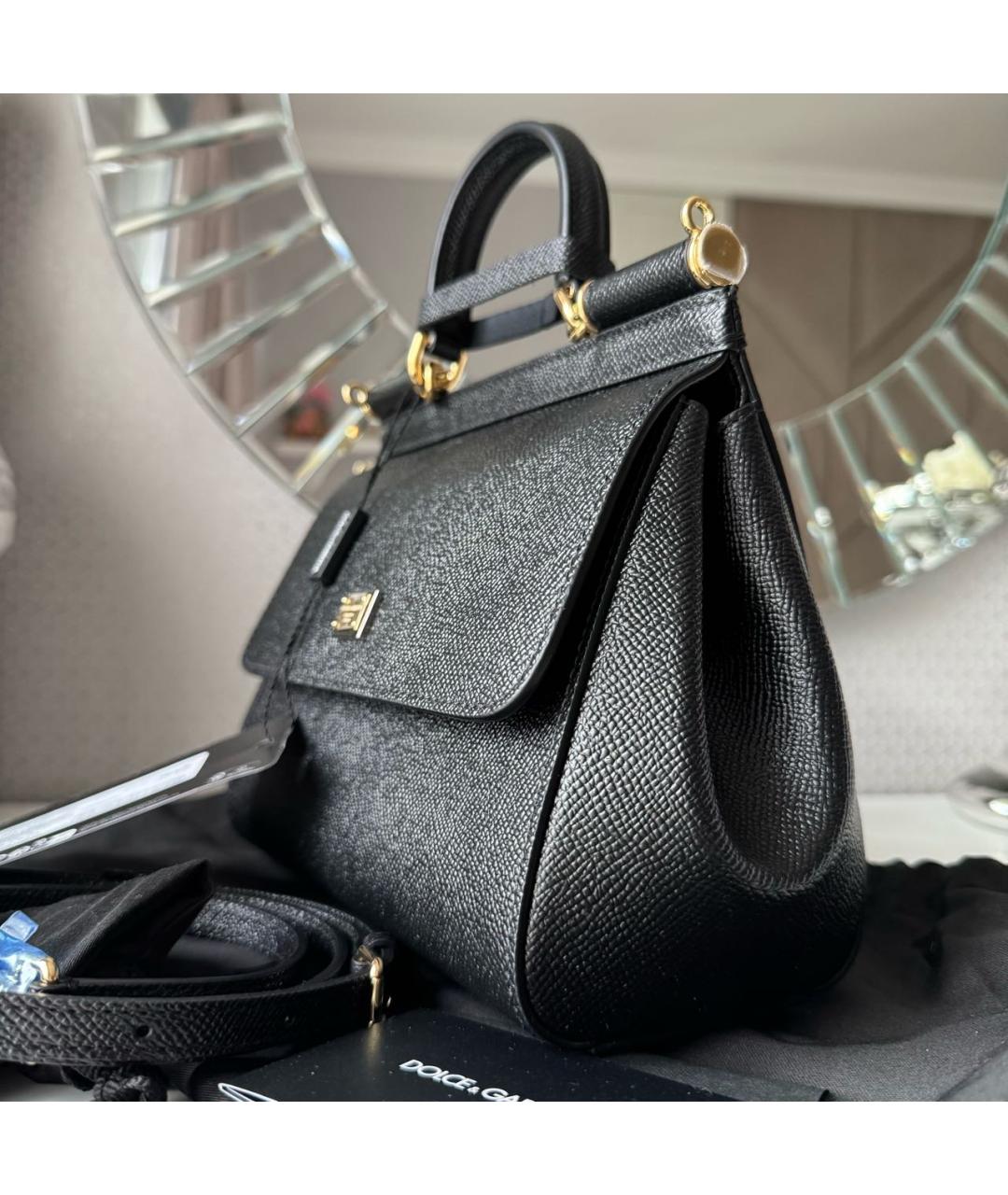 DOLCE&GABBANA Черная кожаная сумка через плечо, фото 3