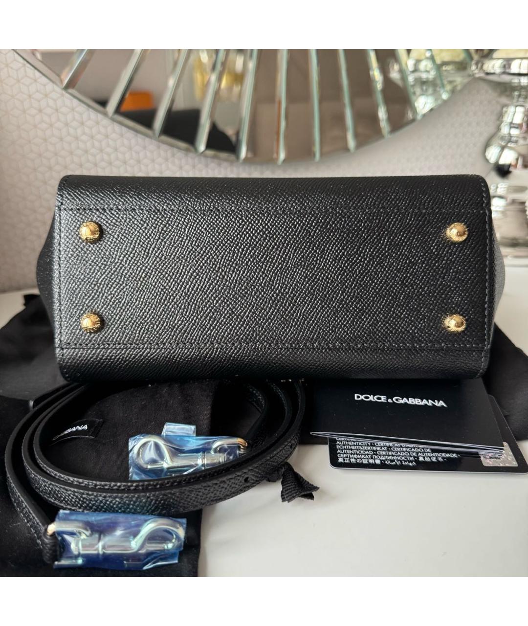 DOLCE&GABBANA Черная кожаная сумка через плечо, фото 5