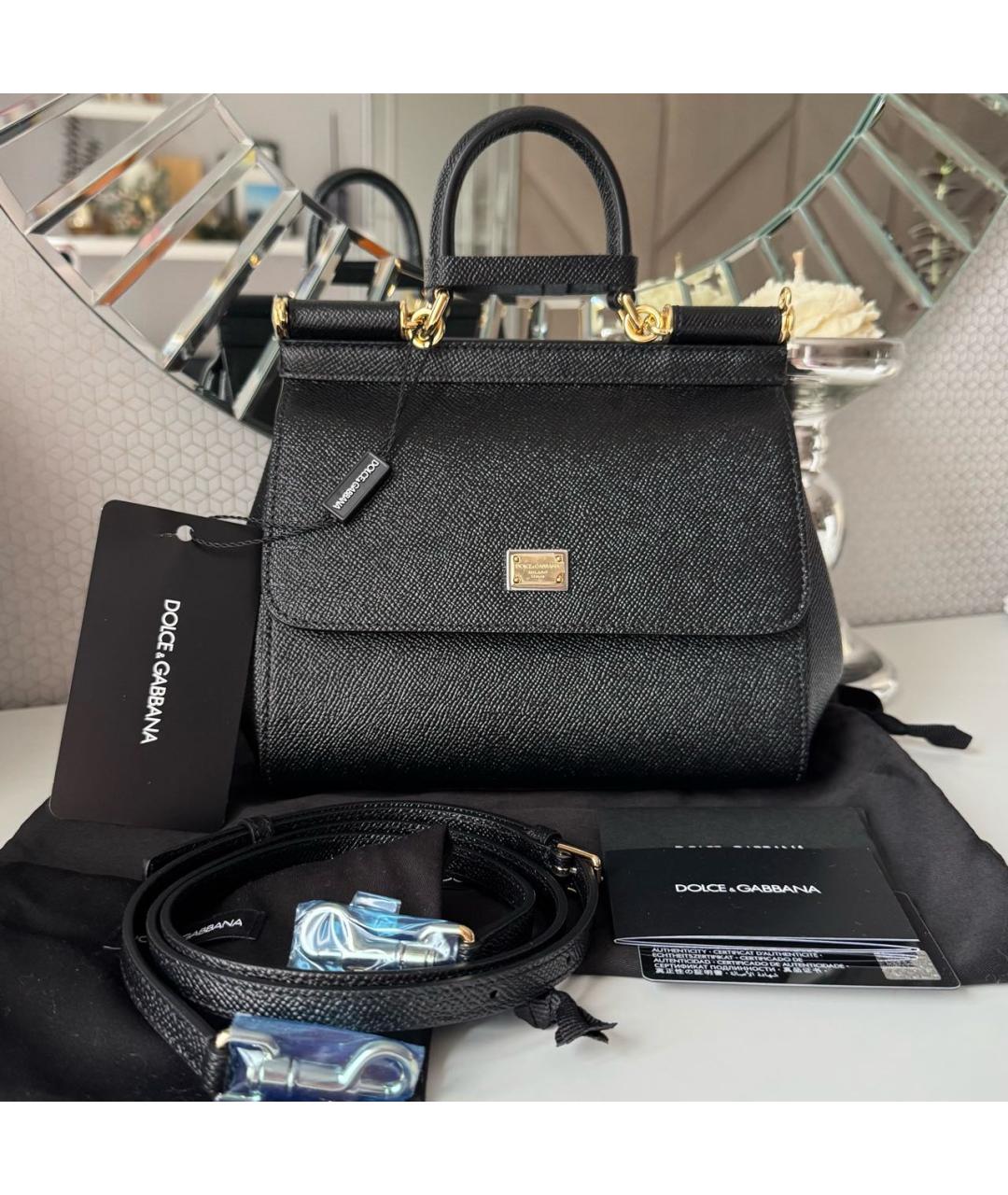 DOLCE&GABBANA Черная кожаная сумка через плечо, фото 2