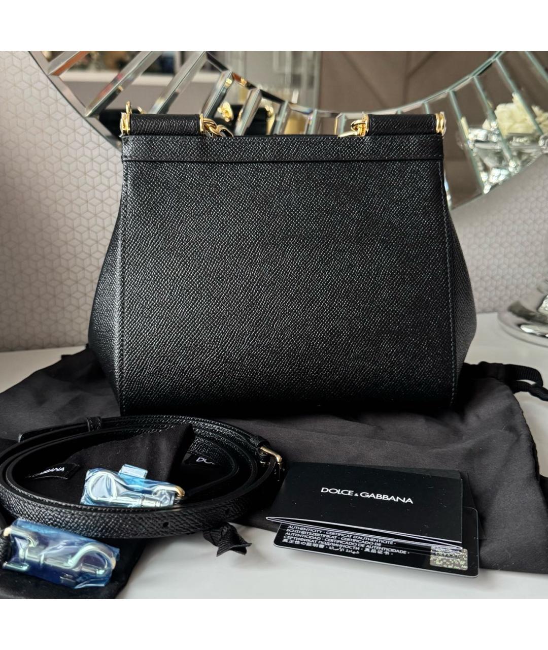 DOLCE&GABBANA Черная кожаная сумка через плечо, фото 4