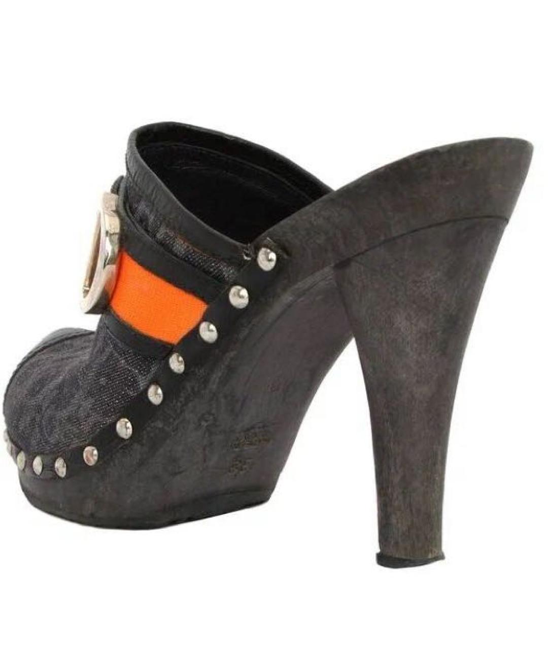 CHRISTIAN DIOR Синие текстильные сабо, фото 5