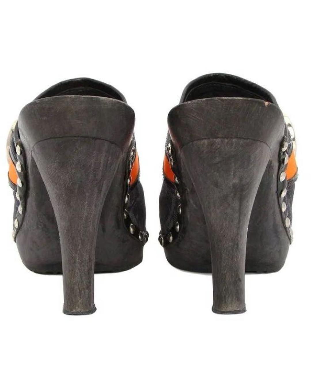 CHRISTIAN DIOR Синие текстильные сабо, фото 4