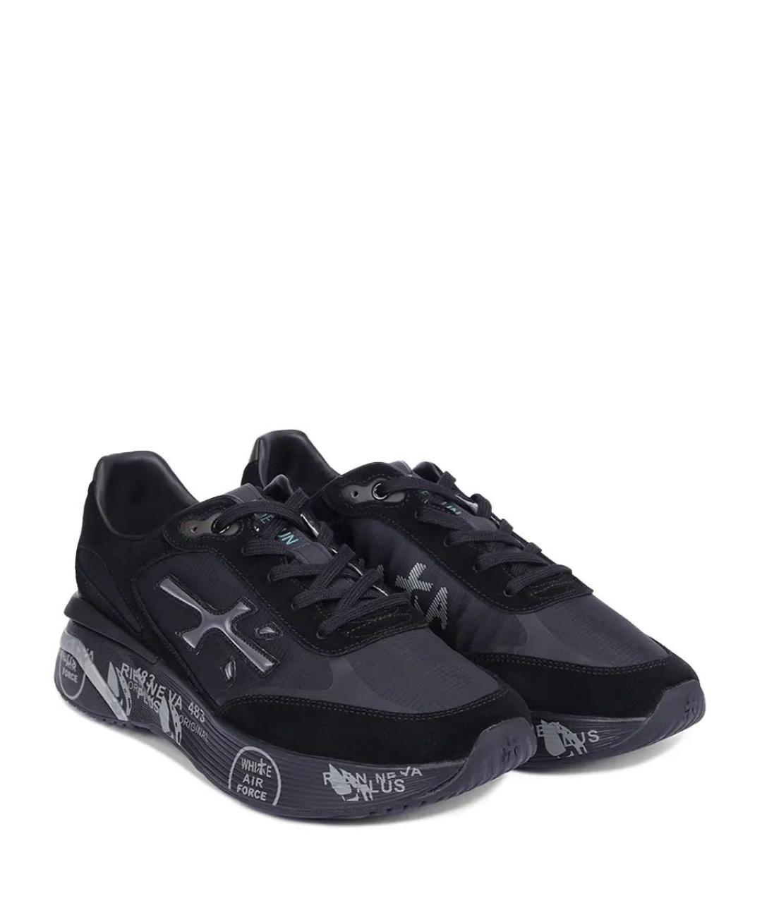 PREMIATA Черные текстильные низкие кроссовки / кеды, фото 2