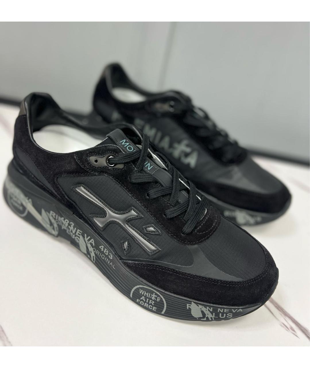 PREMIATA Черные текстильные низкие кроссовки / кеды, фото 5