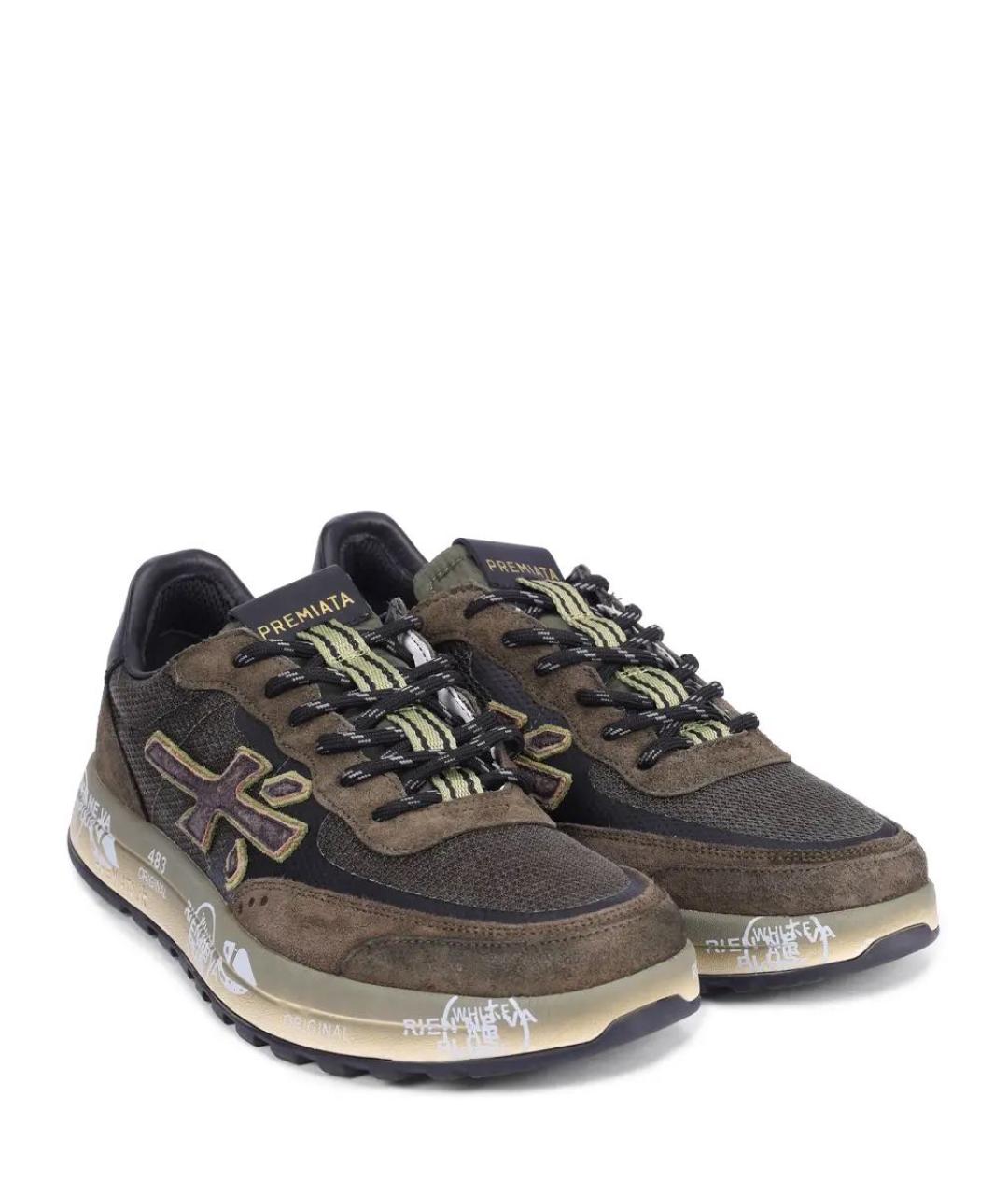 PREMIATA Хаки замшевые низкие кроссовки / кеды, фото 2