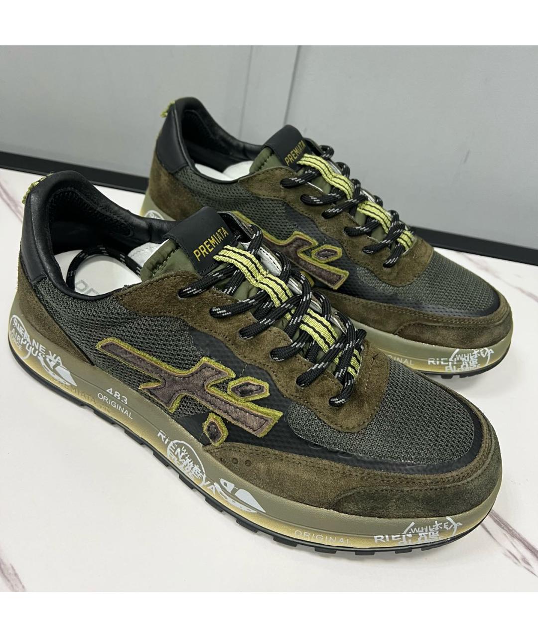 PREMIATA Хаки замшевые низкие кроссовки / кеды, фото 4