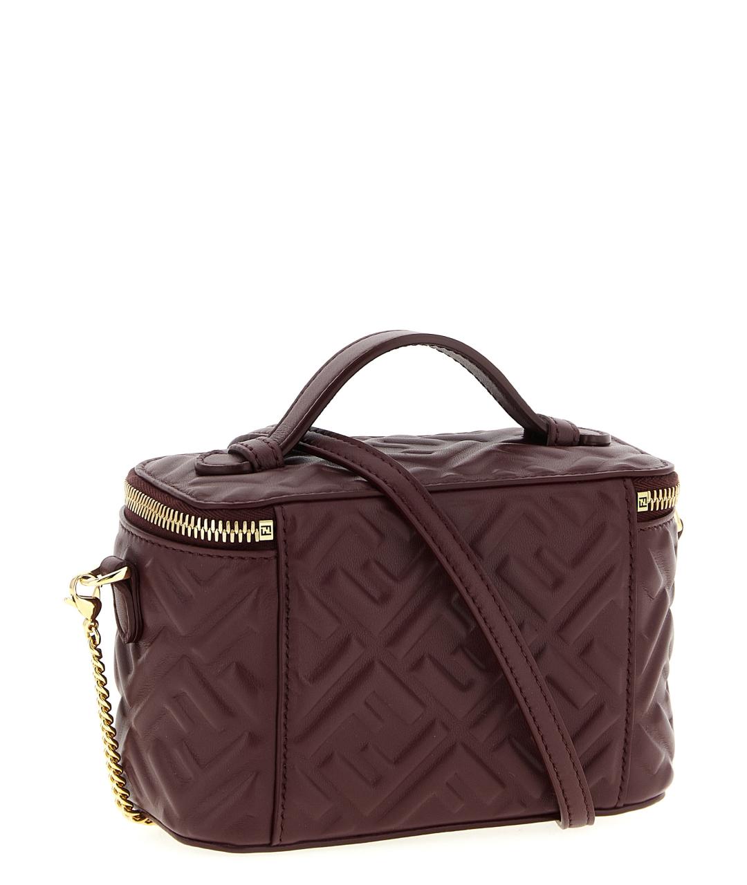 FENDI Бордовая кожаная сумка через плечо, фото 2