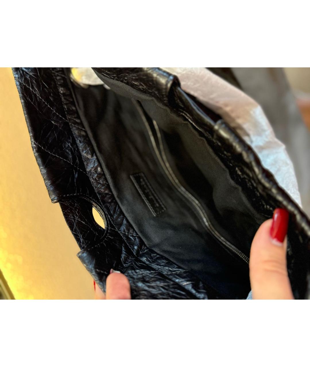 BALENCIAGA Черная кожаная сумка с короткими ручками, фото 5