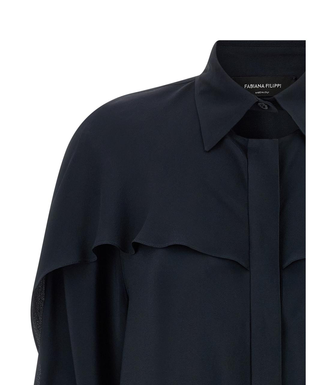 FABIANA FILIPPI Темно-синяя шелковая рубашка, фото 3