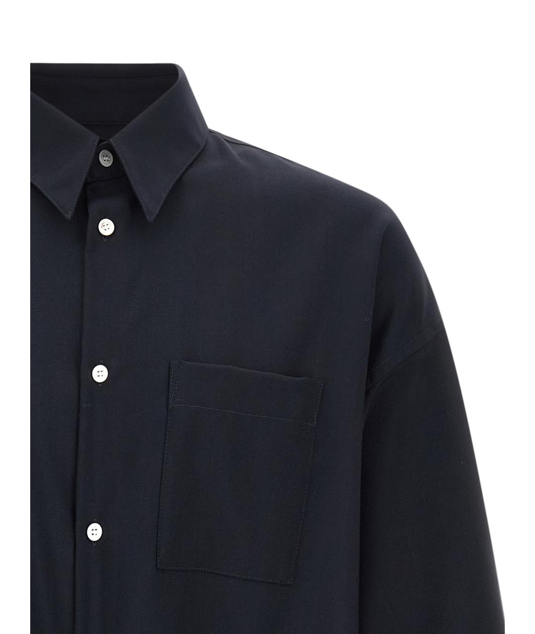 MARNI Темно-синяя шерстяная кэжуал рубашка, фото 3
