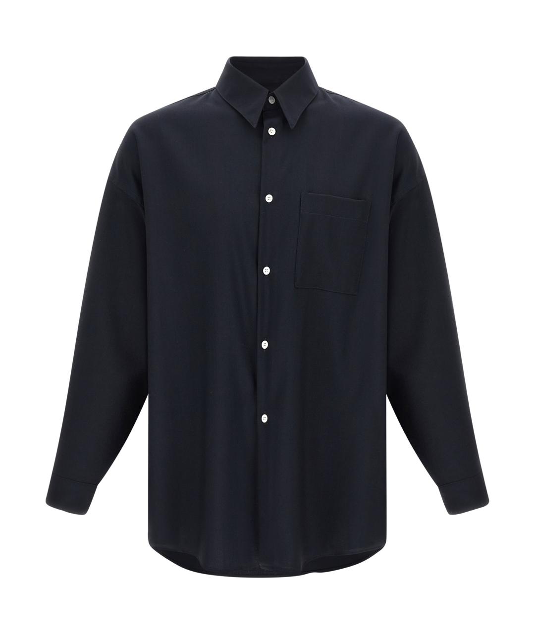 MARNI Темно-синяя шерстяная кэжуал рубашка, фото 1