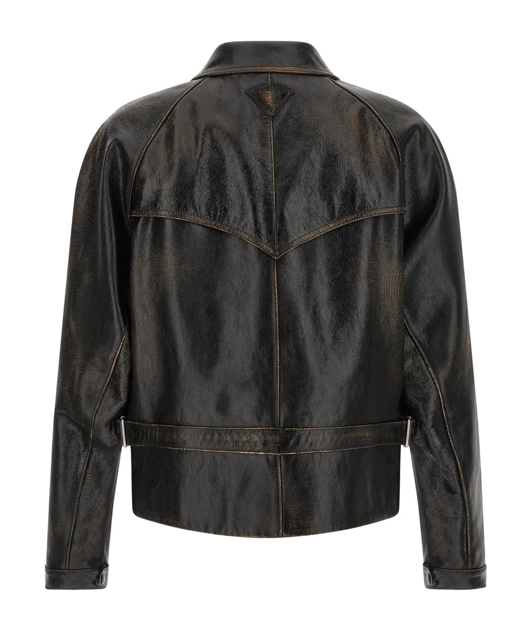 PRADA Черная кожаная куртка, фото 2