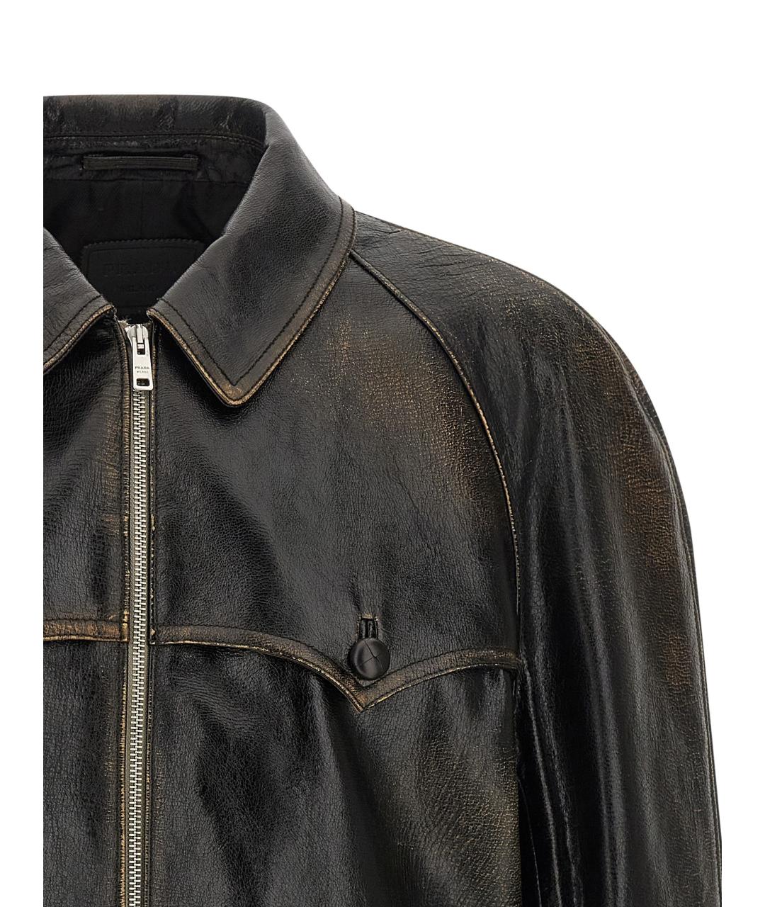 PRADA Черная кожаная куртка, фото 3