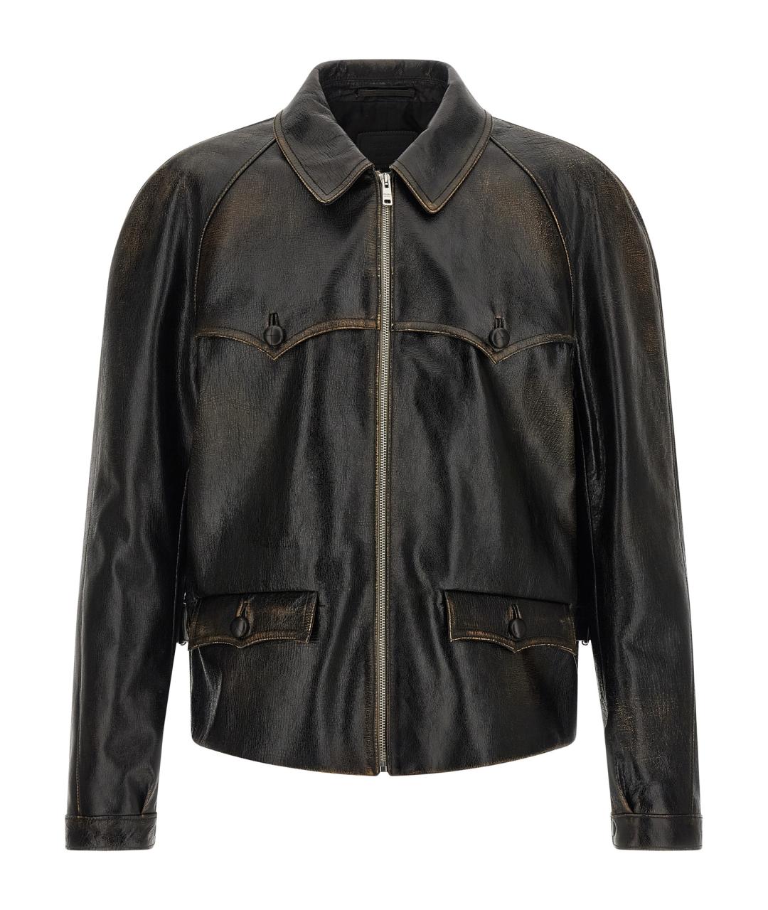 PRADA Черная кожаная куртка, фото 1