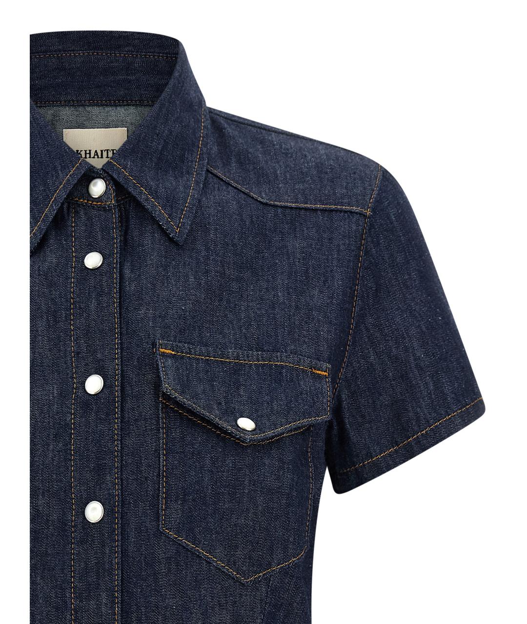 KHAITE Темно-синяя хлопковая рубашка, фото 3