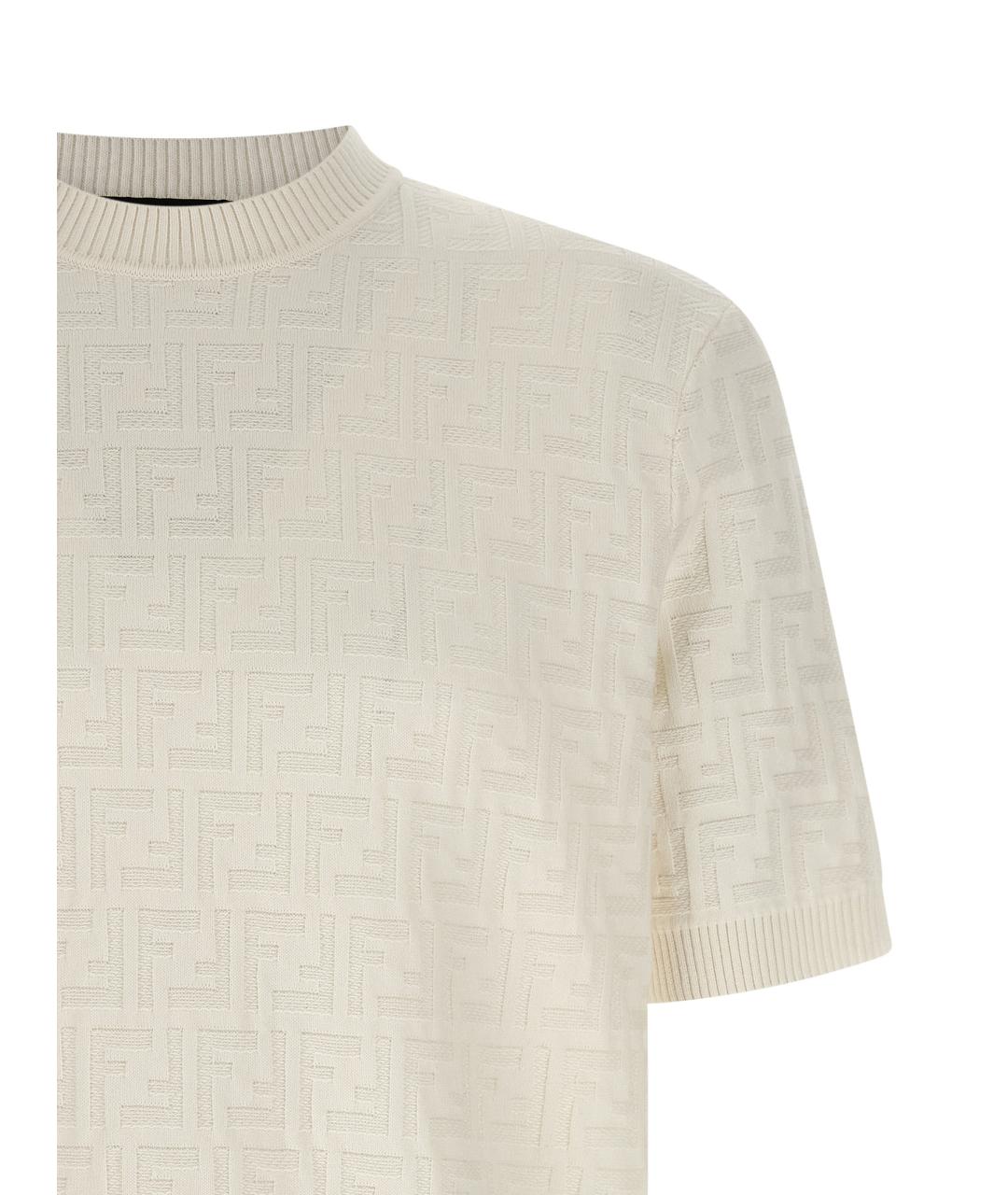 FENDI Белый хлопковый джемпер / свитер, фото 3