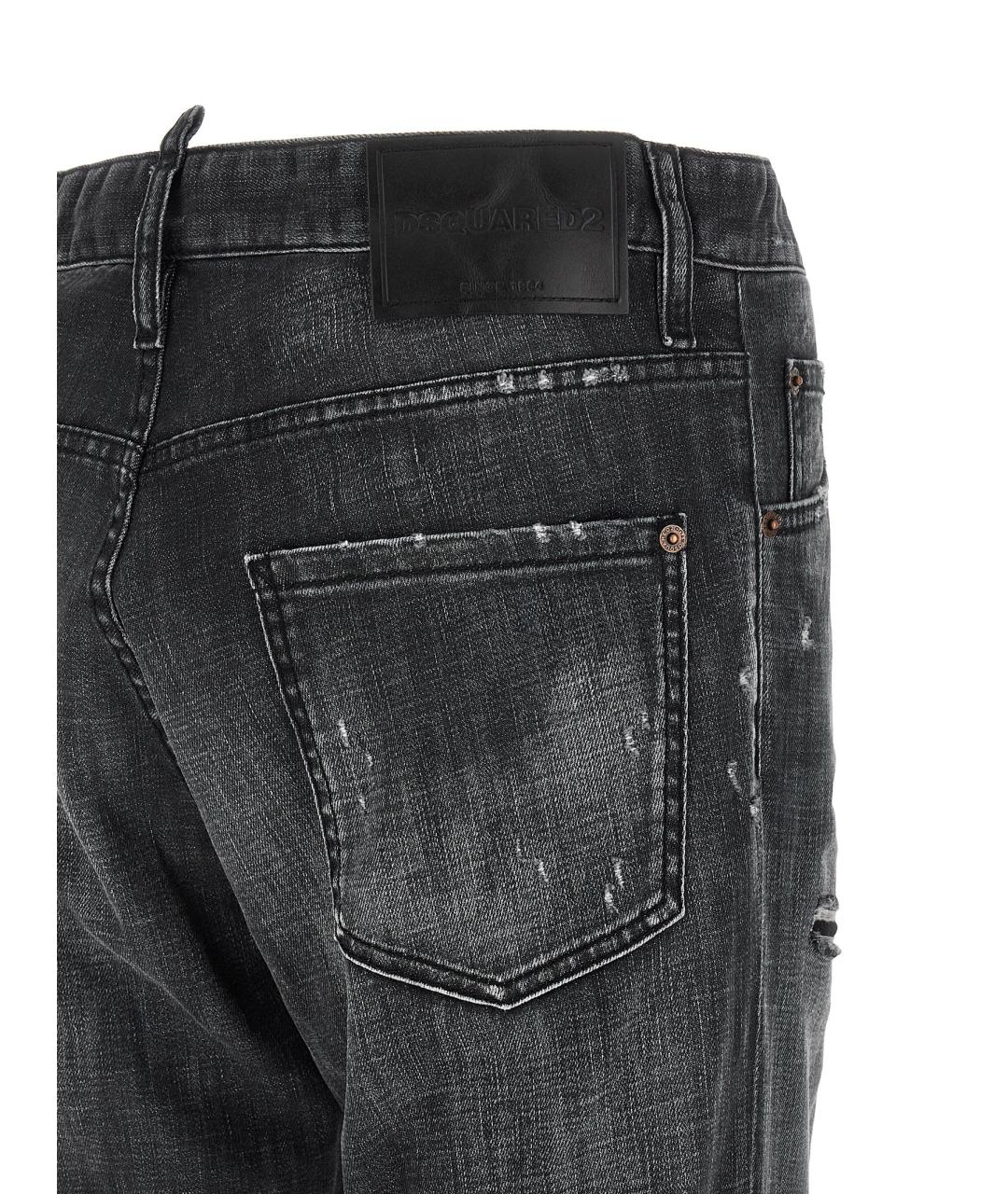 DSQUARED2 Черные хлопковые прямые джинсы, фото 4