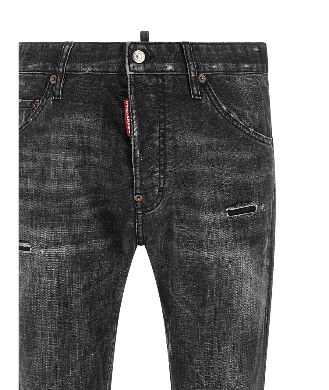 DSQUARED2 Черные хлопковые прямые джинсы, фото 3