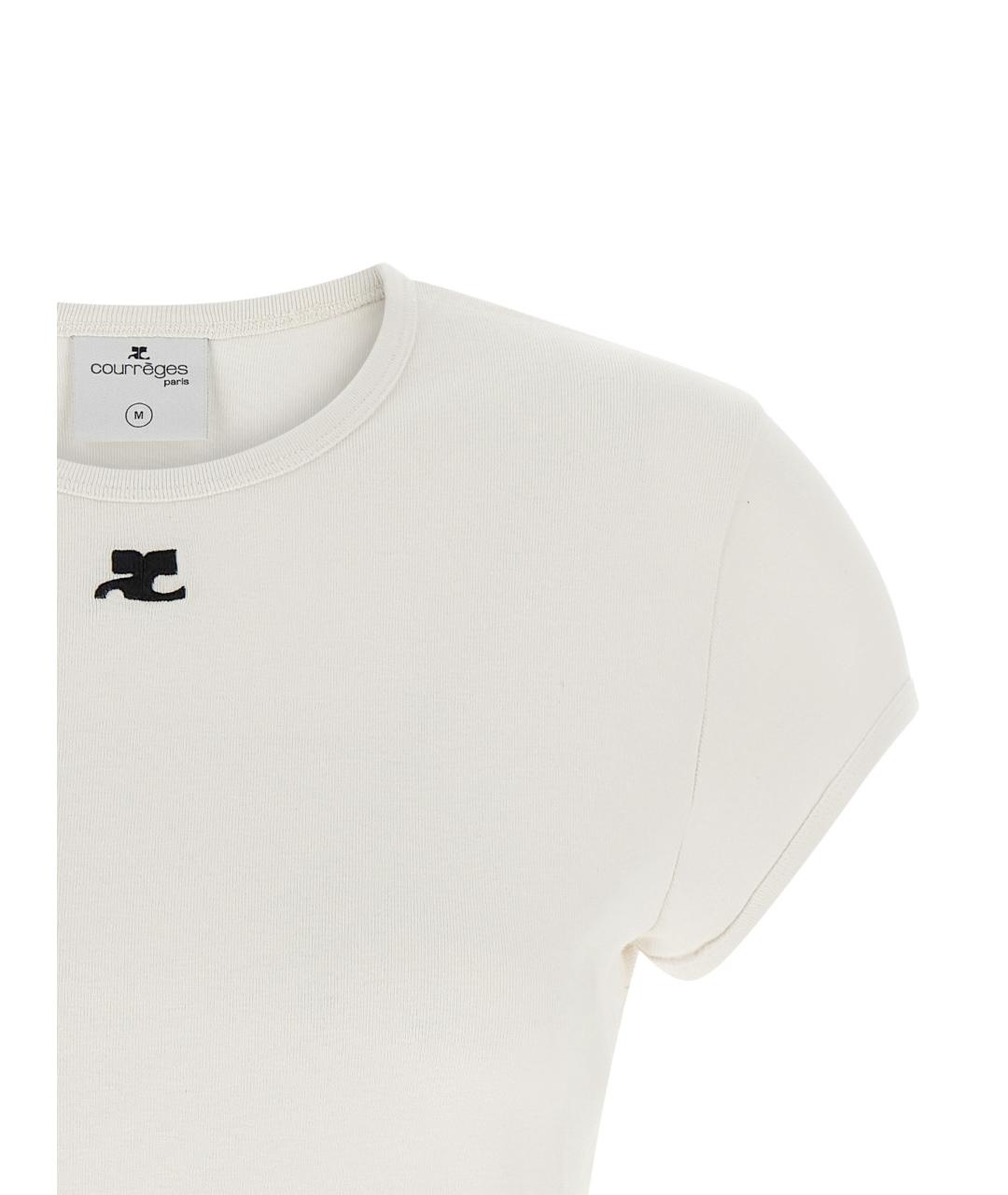 COURREGES Белая хлопковая футболка, фото 3