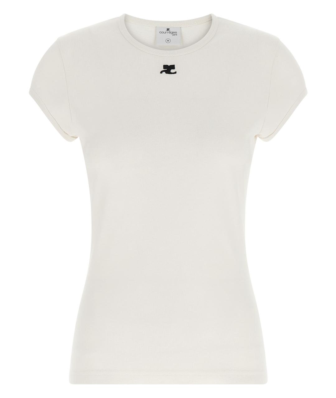 COURREGES Белая хлопковая футболка, фото 1