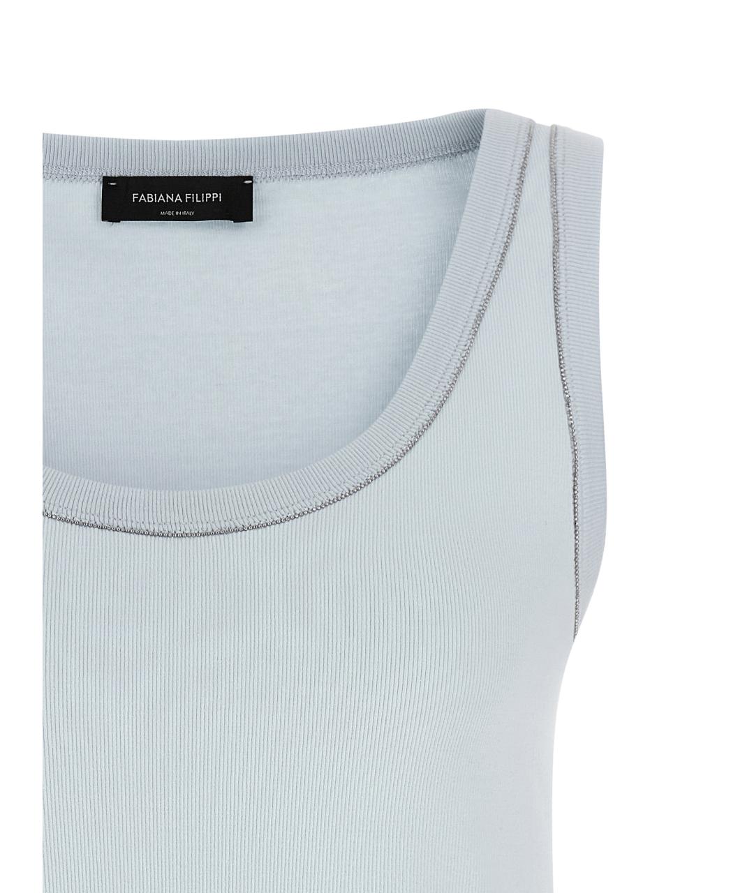FABIANA FILIPPI Голубая хлопковая майка, фото 3