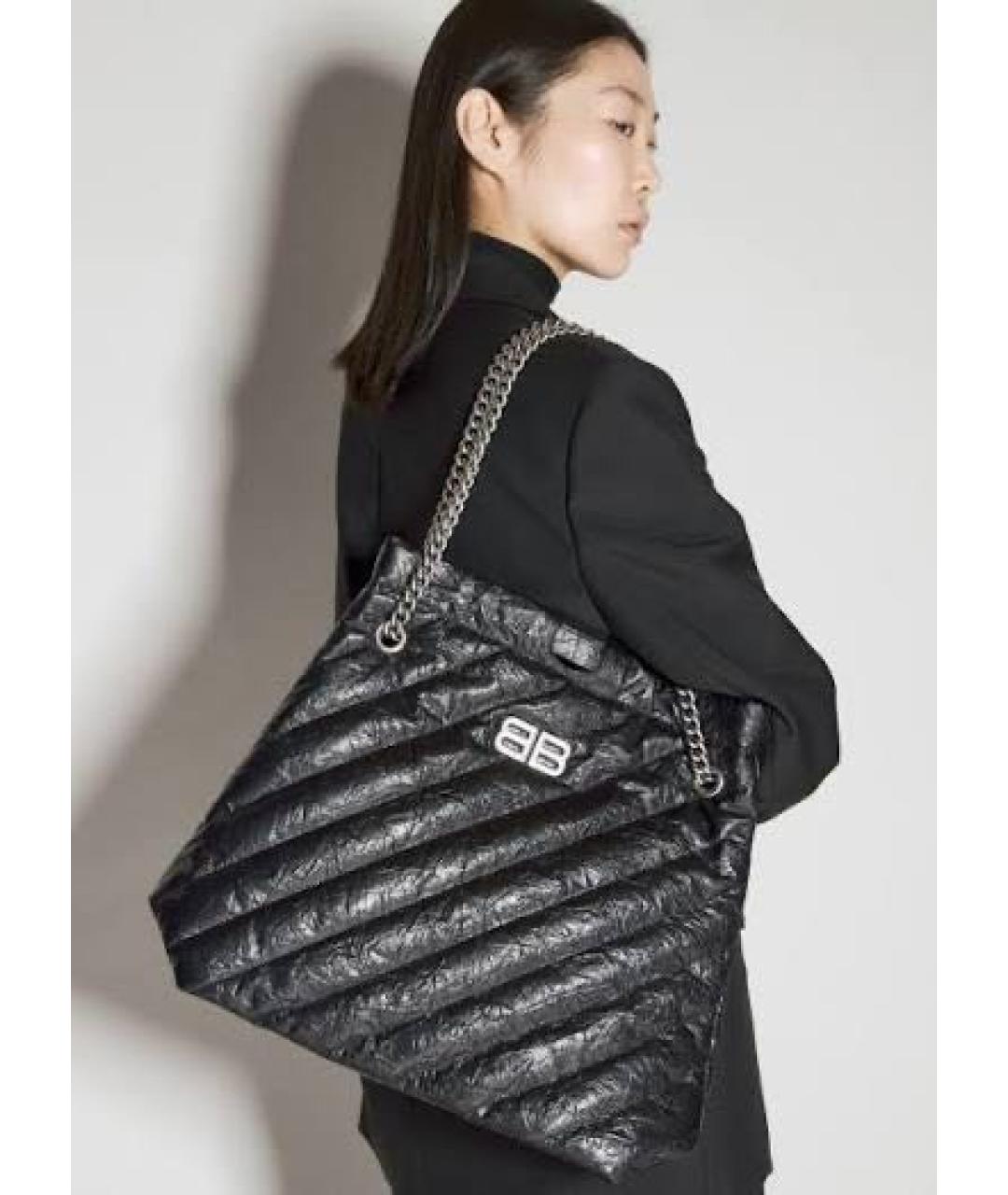 BALENCIAGA Черная кожаная сумка тоут, фото 6