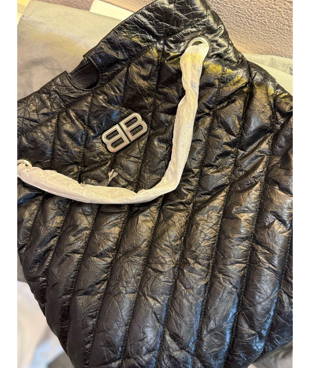 BALENCIAGA Черная кожаная сумка тоут, фото 3