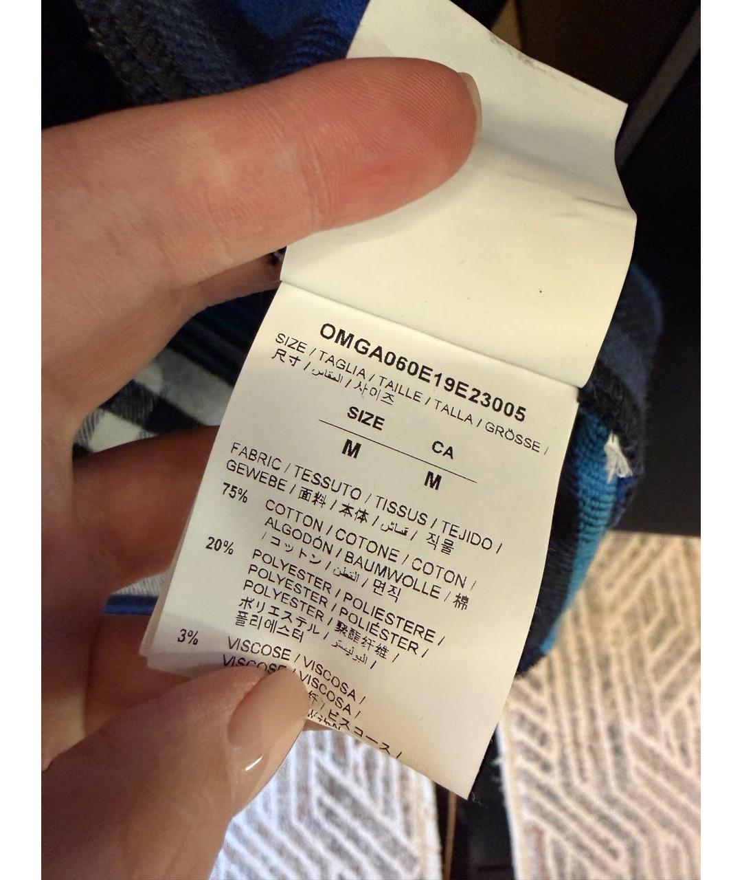 OFF-WHITE Темно-синяя хлопковая рубашка, фото 6