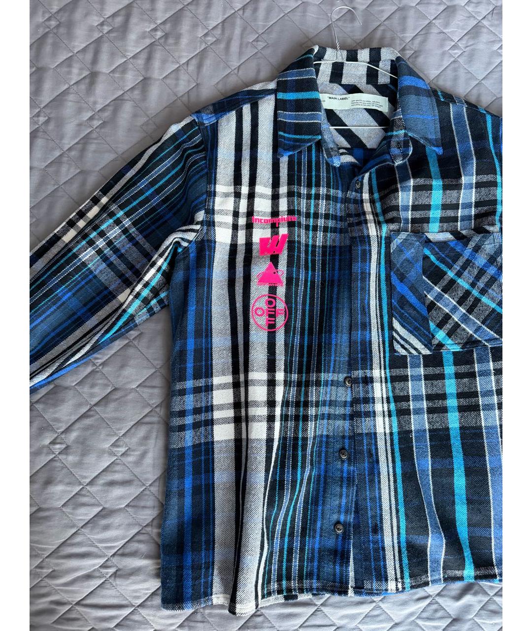 OFF-WHITE Темно-синяя хлопковая рубашка, фото 7