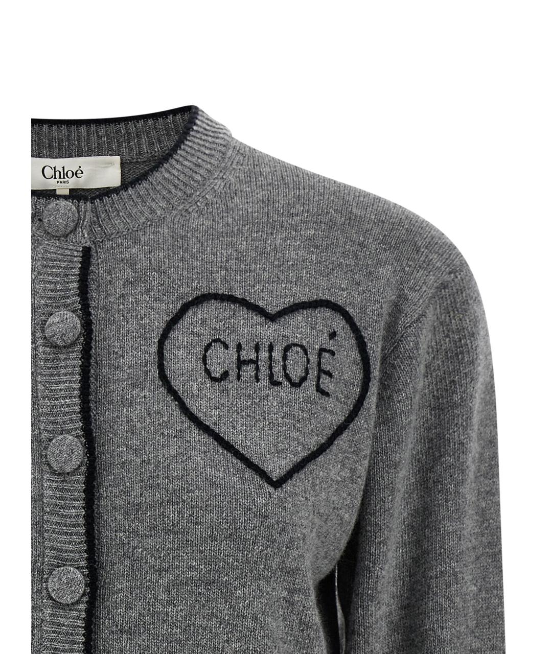 CHLOE Серый шерстяной кардиган, фото 3
