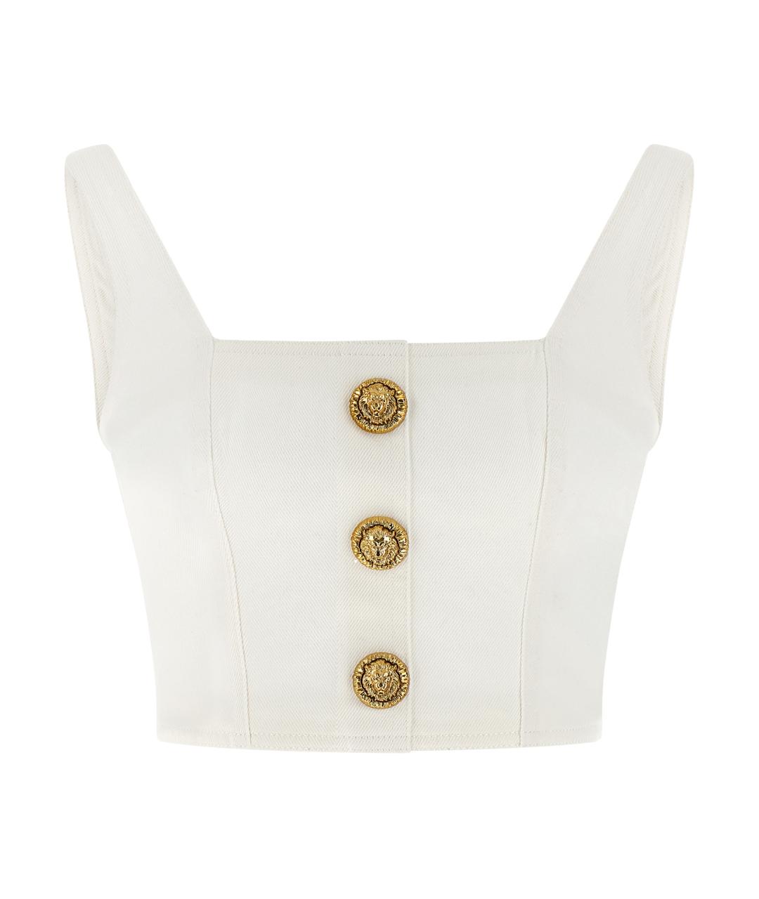 BALMAIN Белая хлопковая майка, фото 1