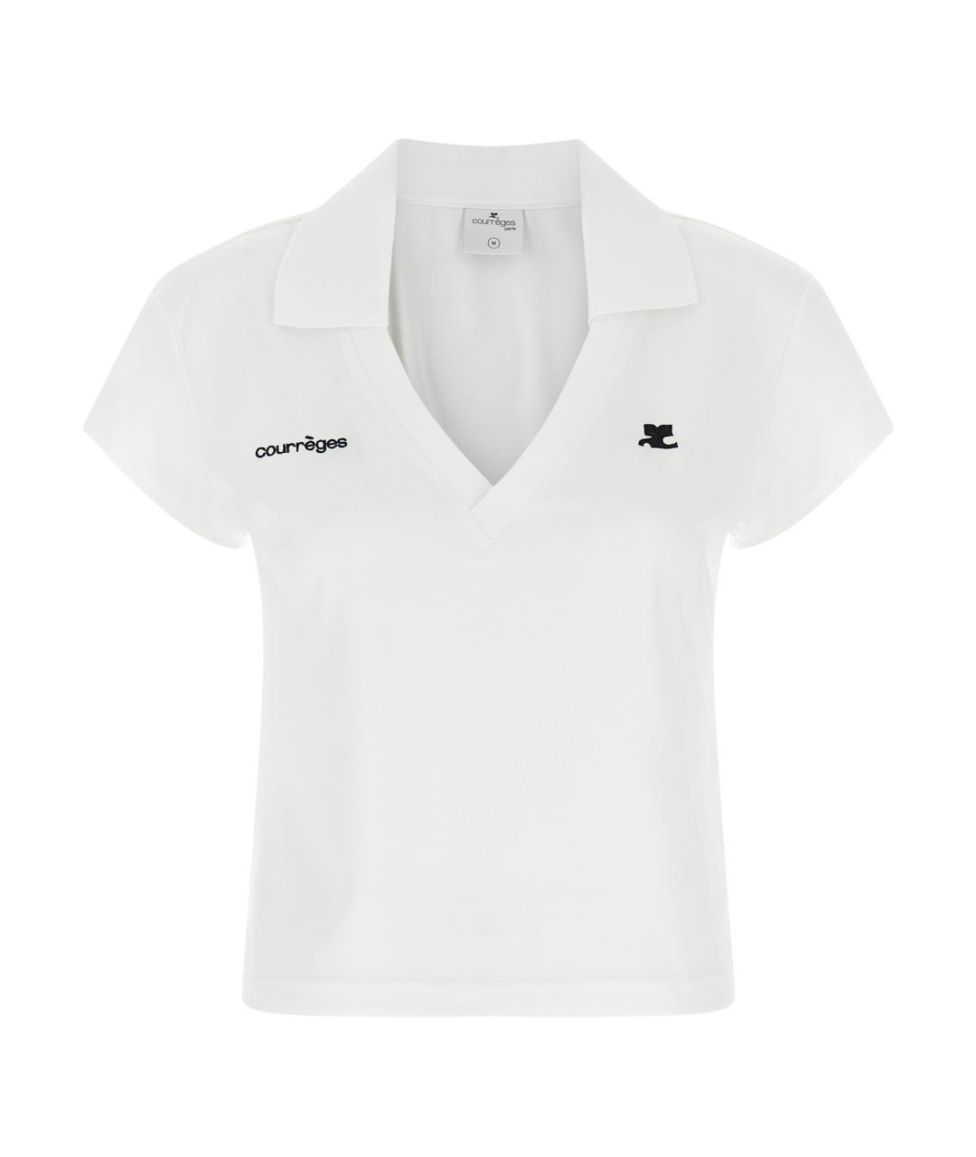 COURREGES Белая хлопковая футболка, фото 1