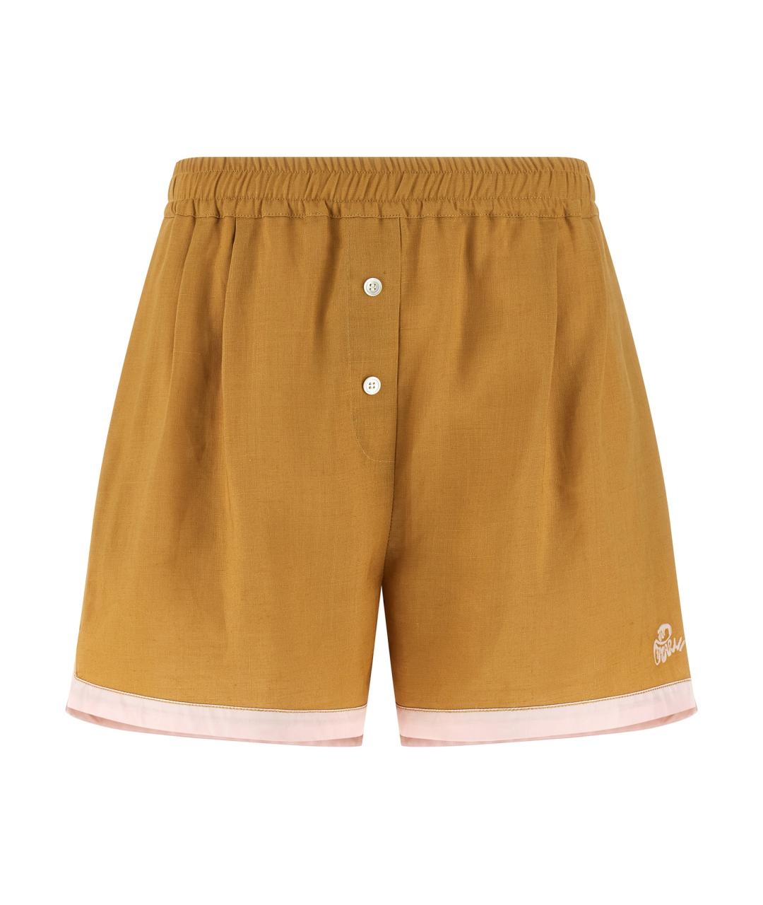 MARNI Желтые льняные шорты, фото 1