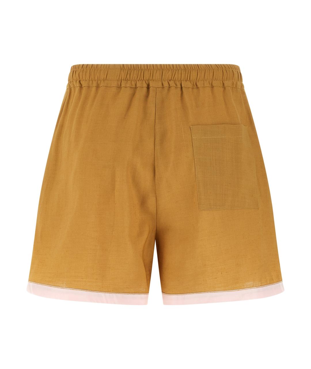 MARNI Желтые льняные шорты, фото 2