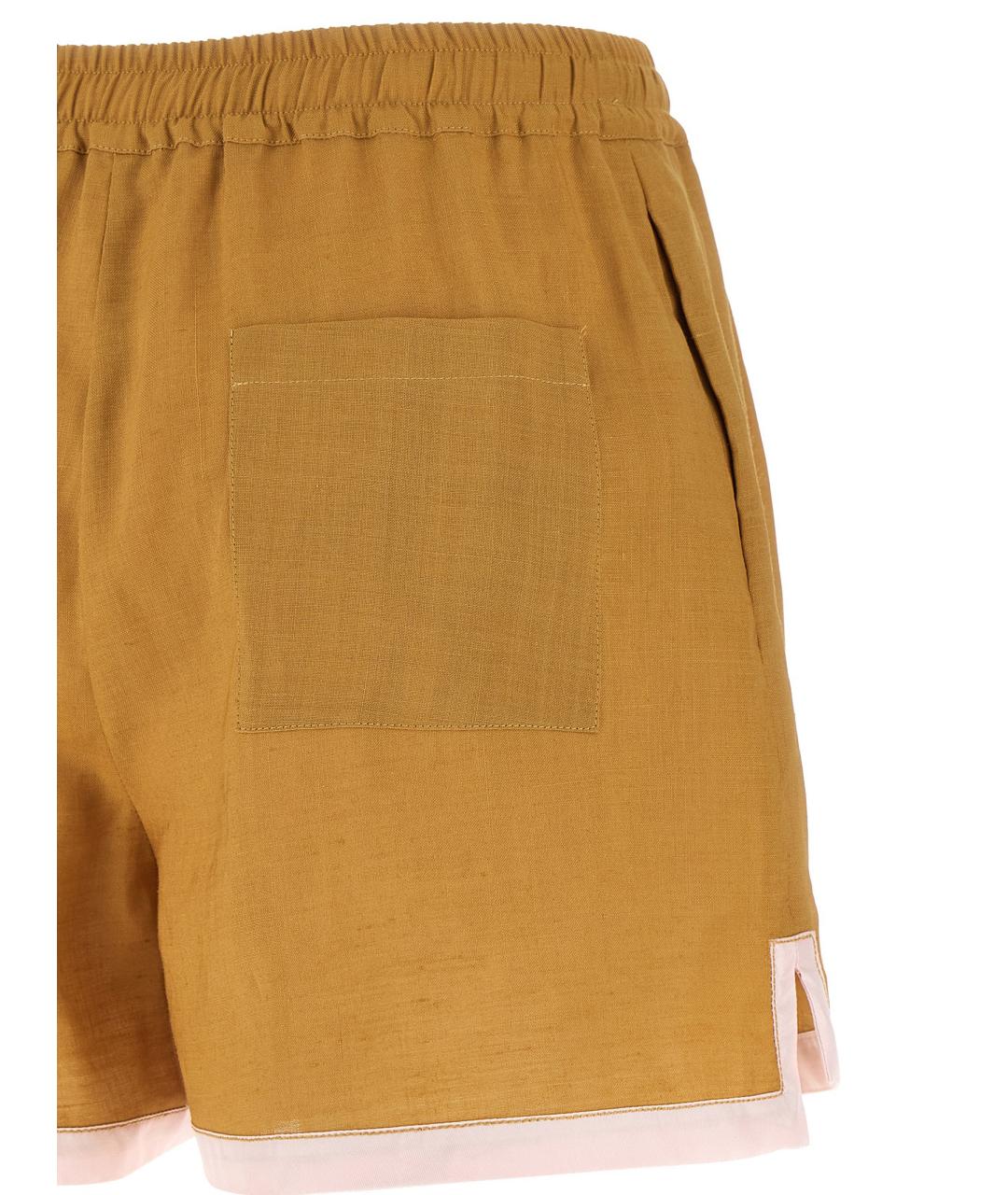 MARNI Желтые льняные шорты, фото 4