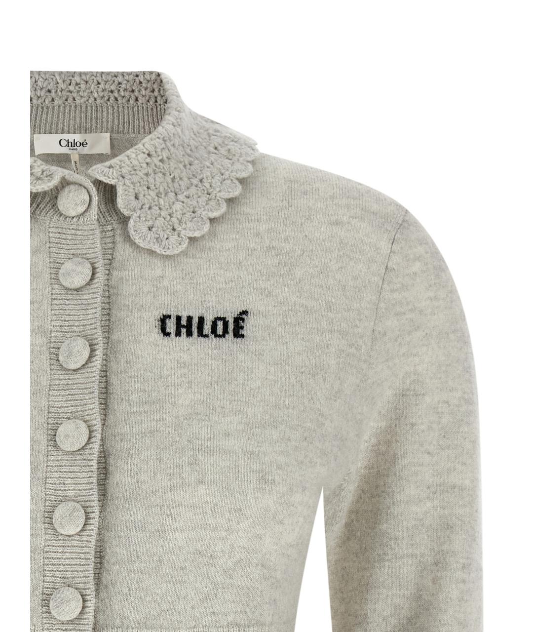 CHLOE Серый шерстяной кардиган, фото 3