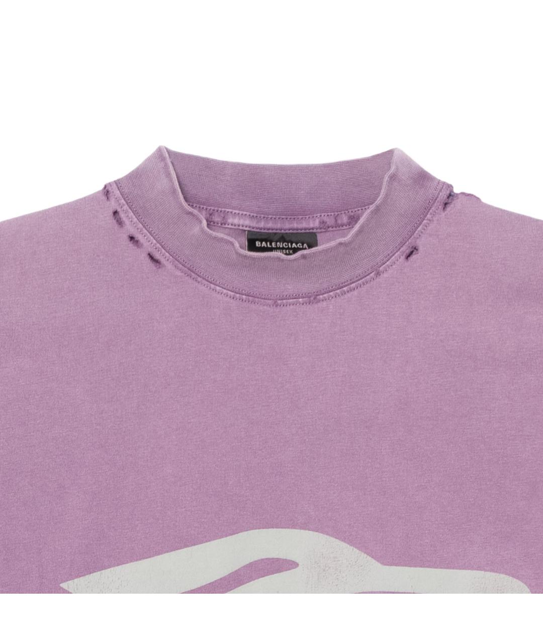 BALENCIAGA Фиолетовая хлопковая футболка, фото 6