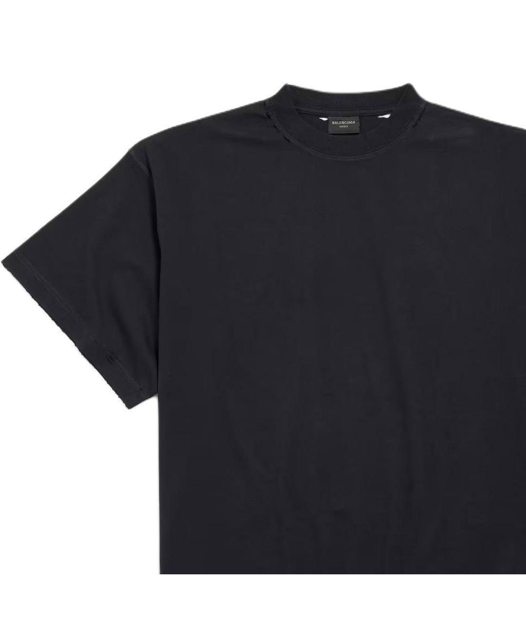 BALENCIAGA Черная хлопковая футболка, фото 3