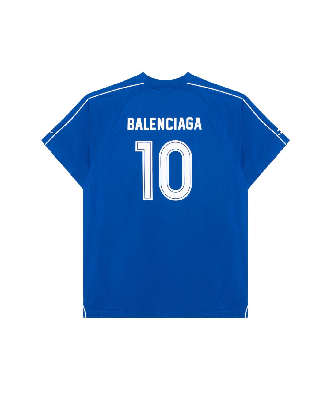 BALENCIAGA Синяя хлопковая футболка, фото 2