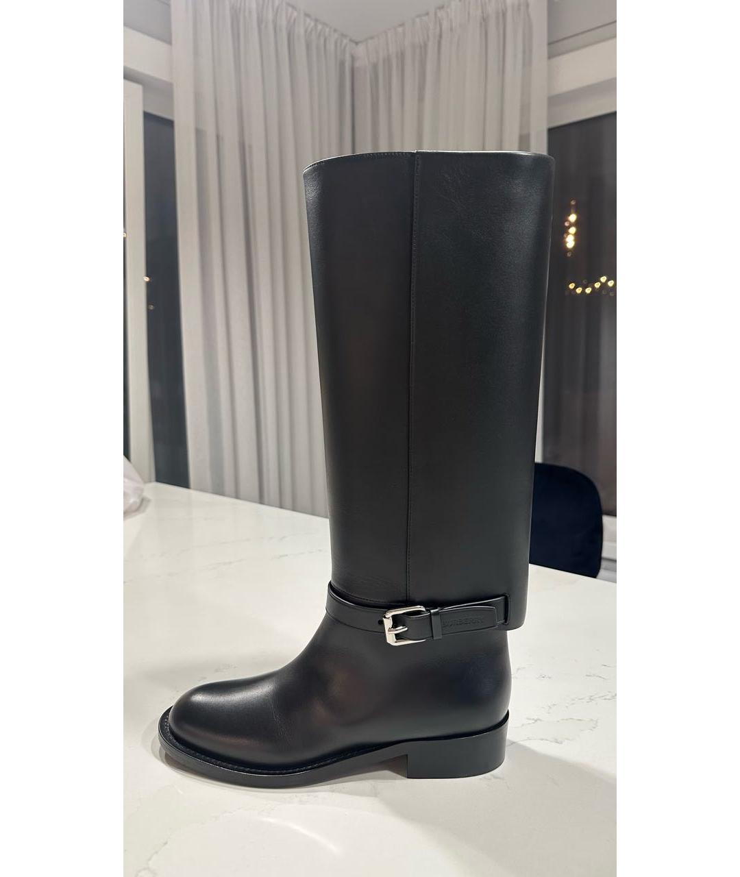 BURBERRY Черные кожаные сапоги, фото 9