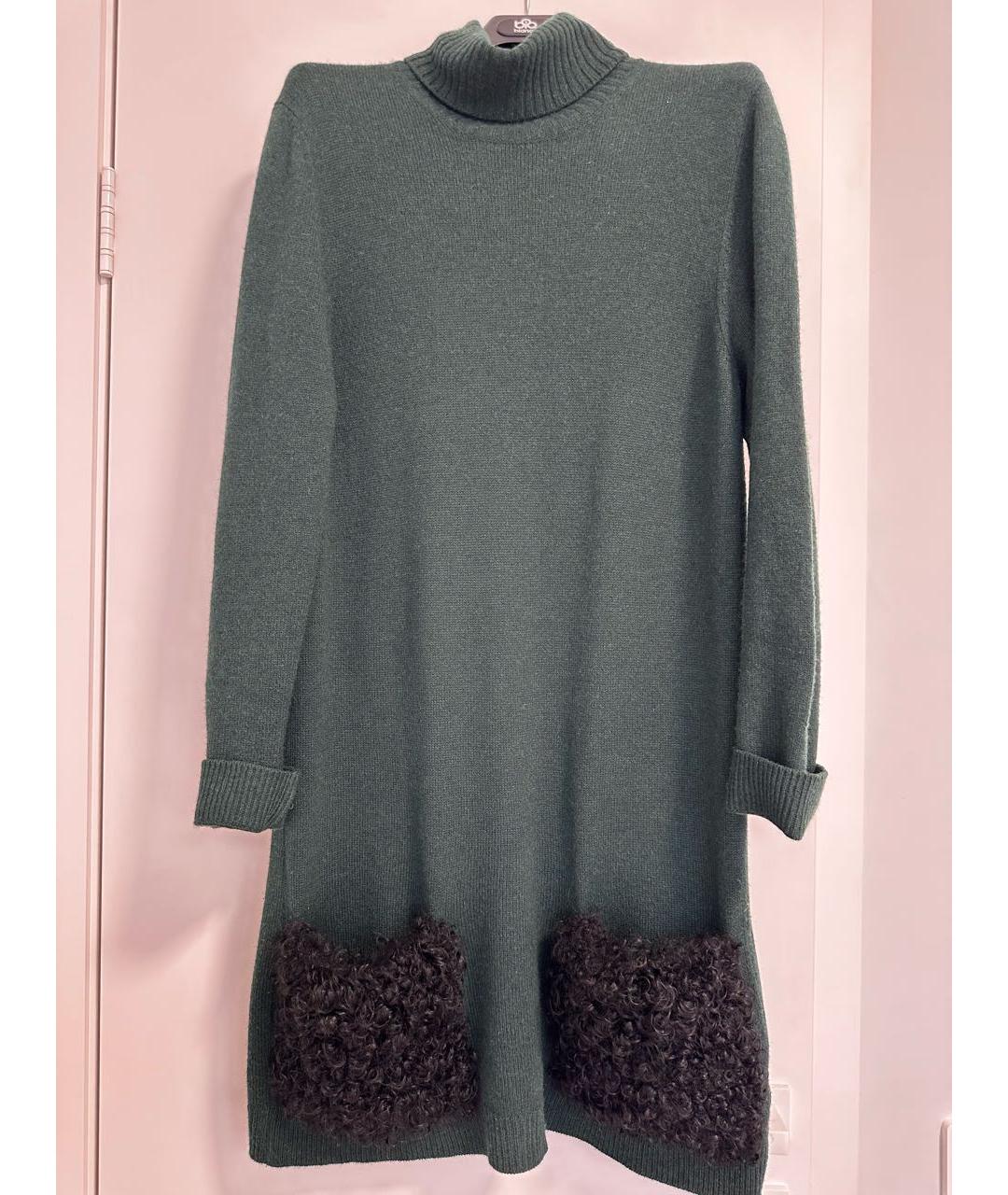 LOUIS VUITTON Зеленые кашемировое повседневное платье, фото 5