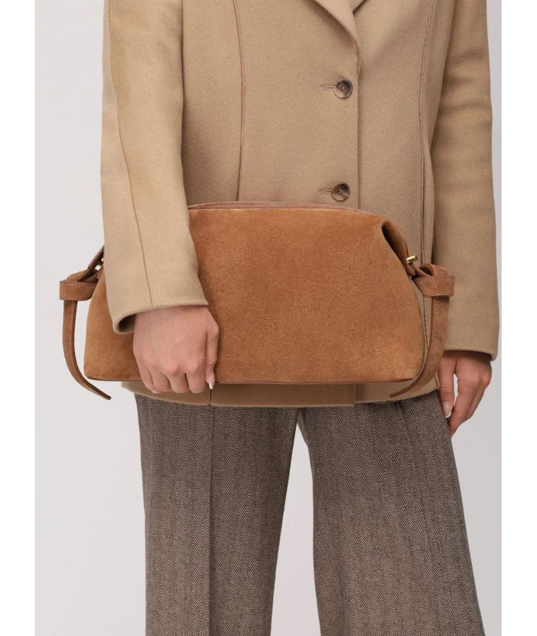 YUZEFI Бежевая замшевая сумка через плечо, фото 4