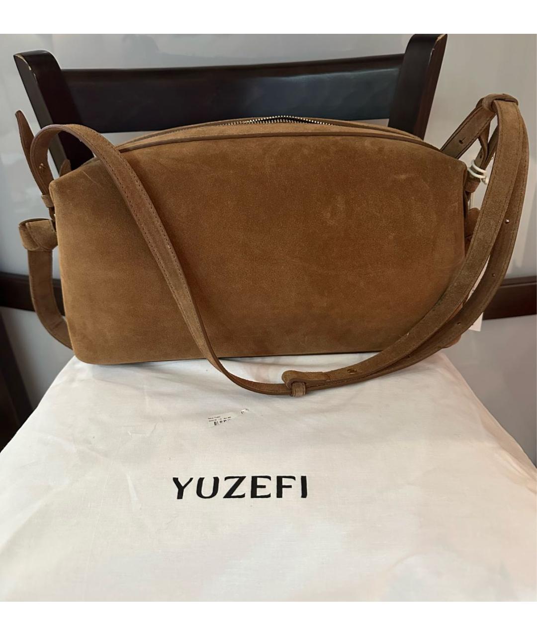 YUZEFI Бежевая замшевая сумка через плечо, фото 5