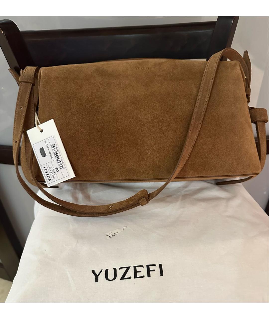 YUZEFI Бежевая замшевая сумка через плечо, фото 6