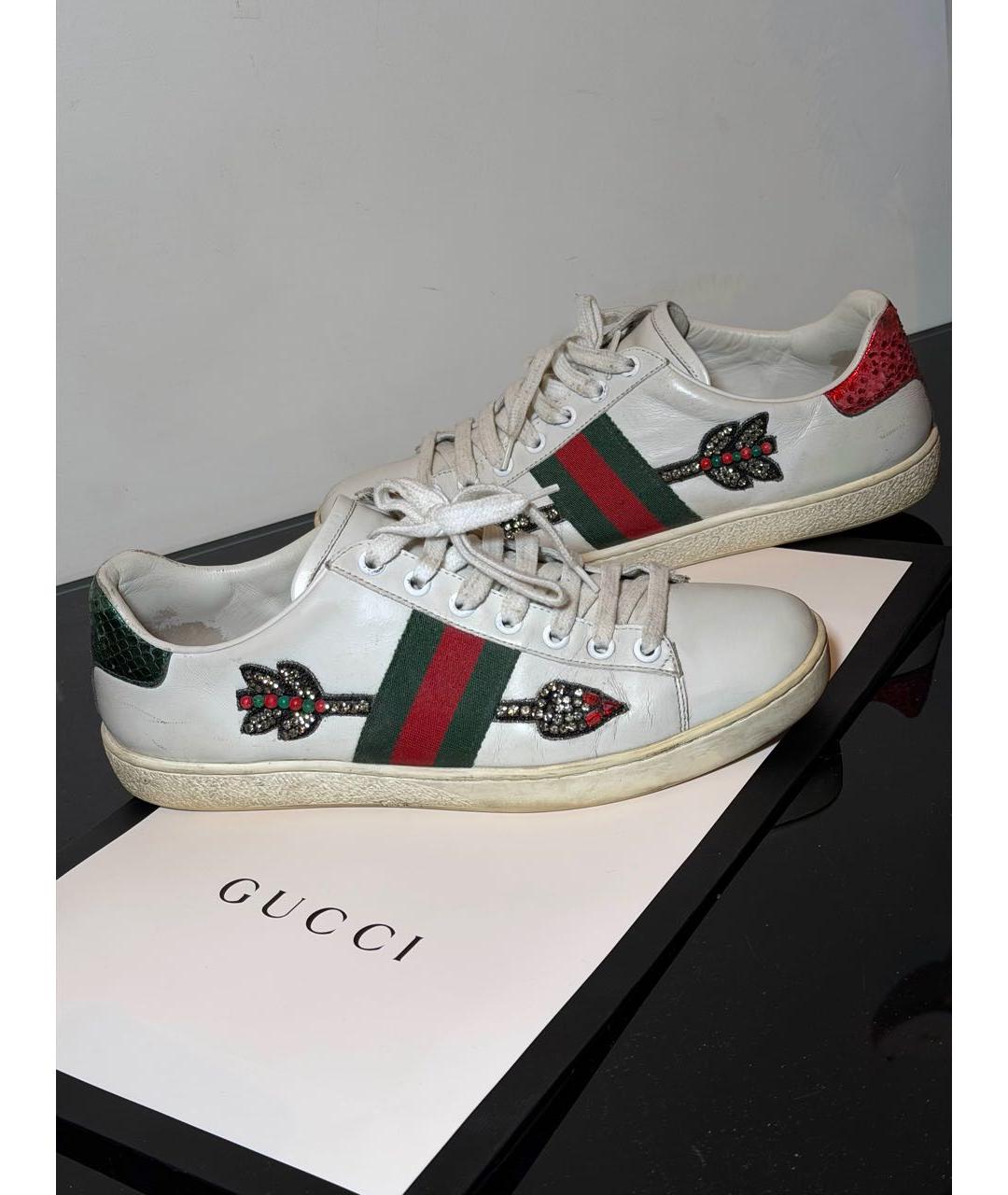 GUCCI Белые кожаные кеды, фото 2