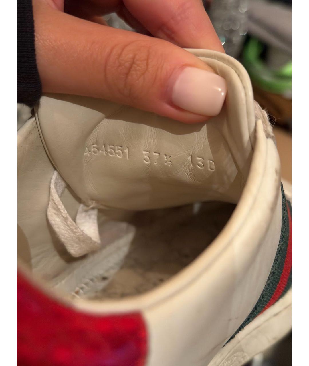 GUCCI Белые кожаные кеды, фото 7