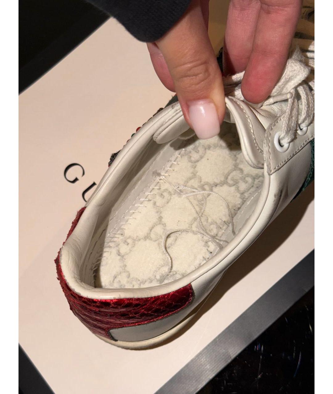 GUCCI Белые кожаные кеды, фото 6